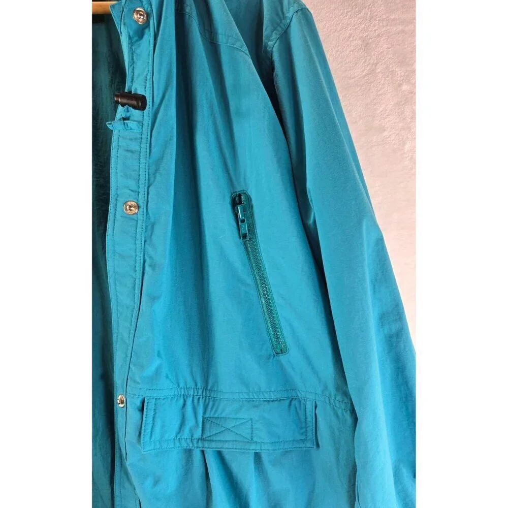 LL Bean Windbreaker Jacket Team M Ski Hidden Hood Pockets All Seasons Vtg Coat